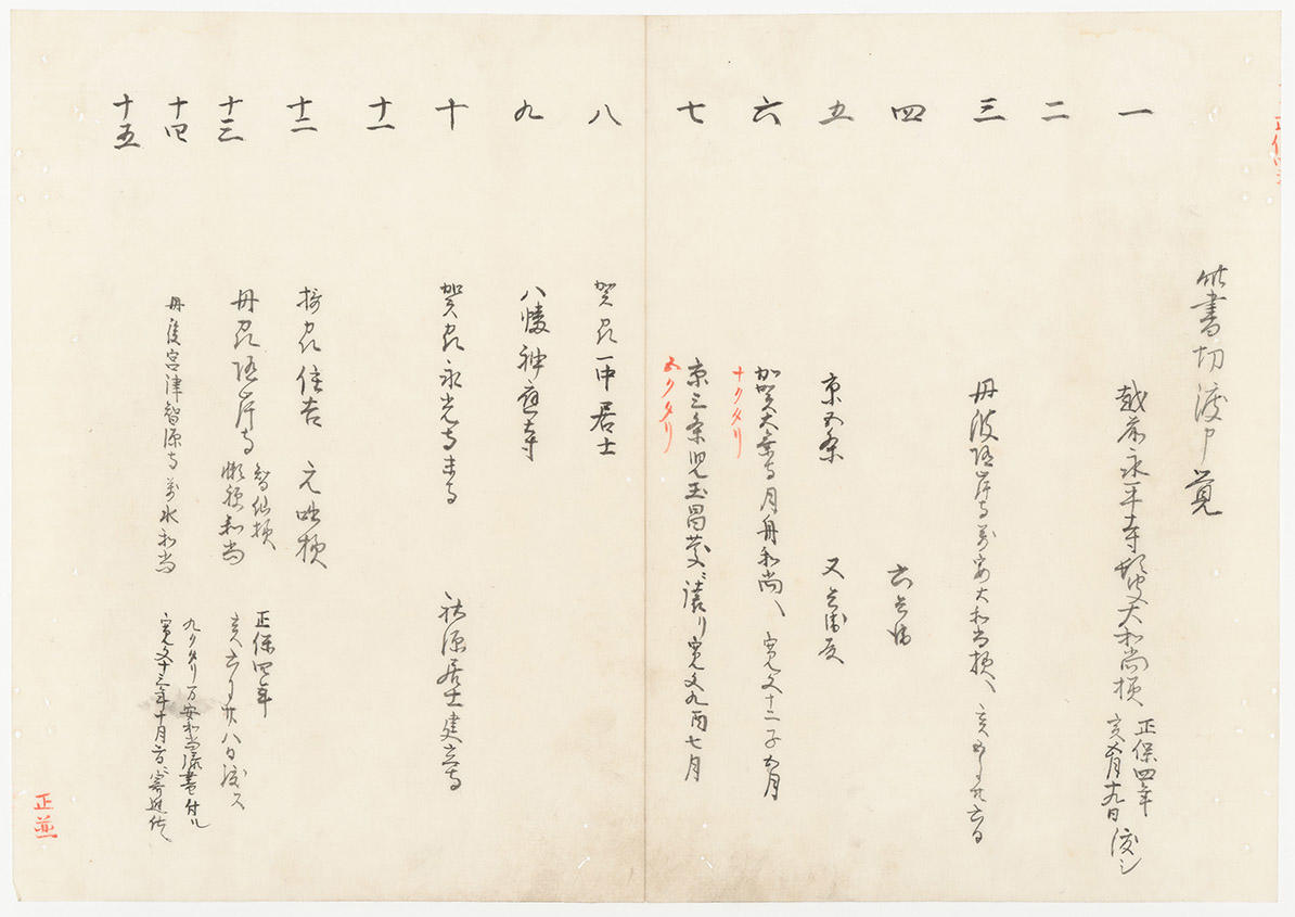 『正法眼蔵嗣書』草案本副本の分施先記録1～25（香積寺所蔵）